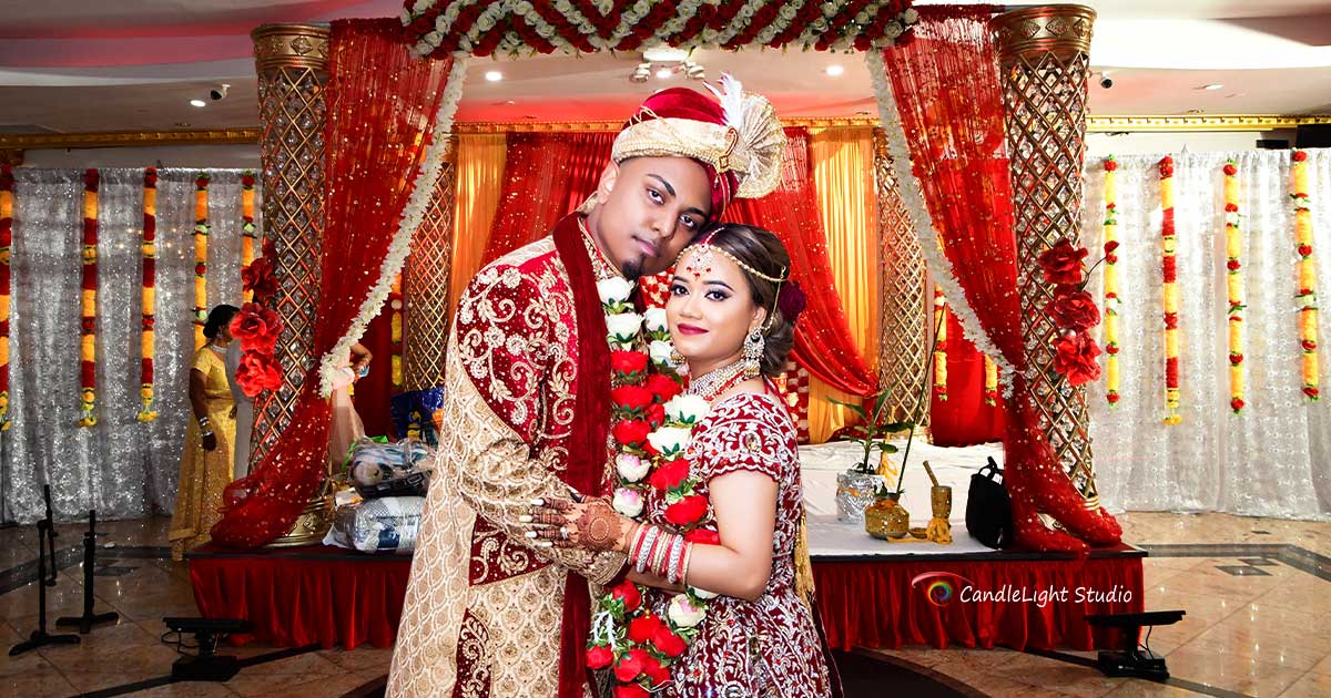 Beautiful Guyanese wedding photography captures the colorful traditions of a cultural celebration.